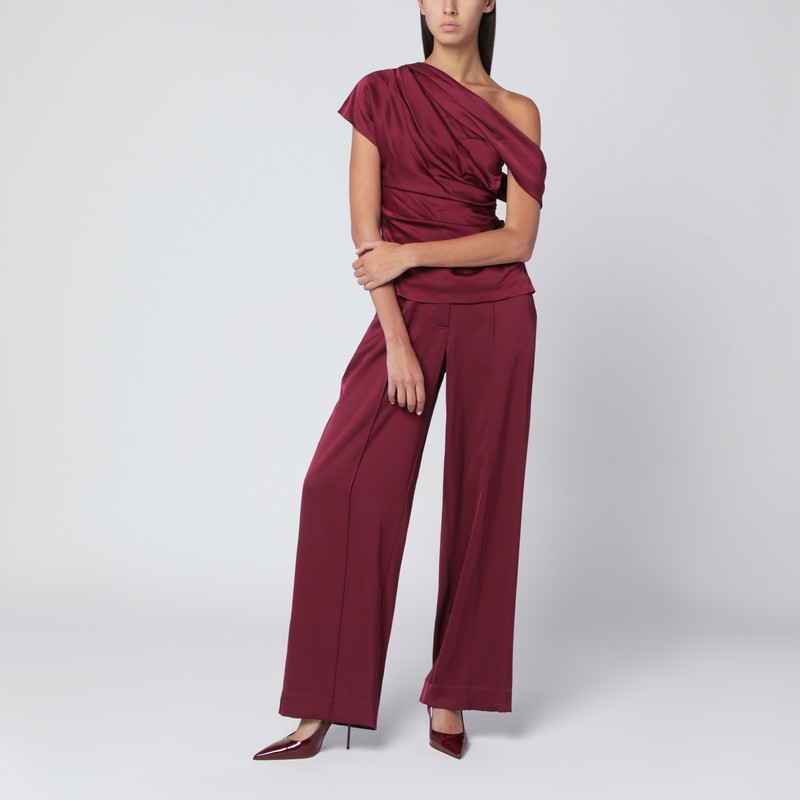 Simkhai Kyra Trousers In Blueberry Satin In Burgundy