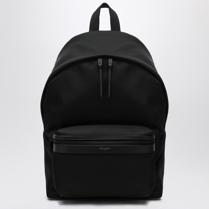 Black leather and nylon backpack