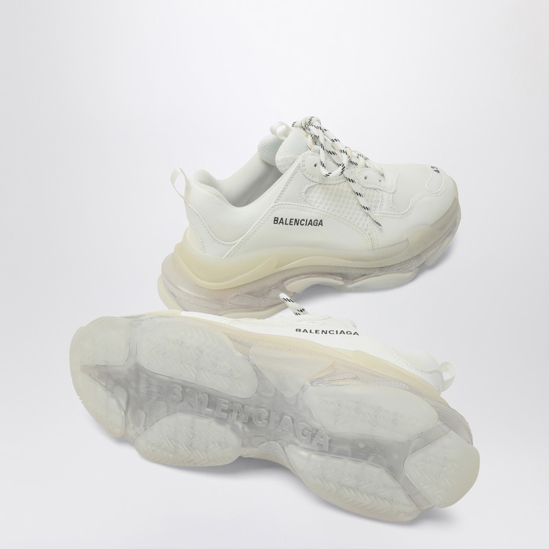 Balenciaga Triple S Clear Sole White Low Top Sneakers In White