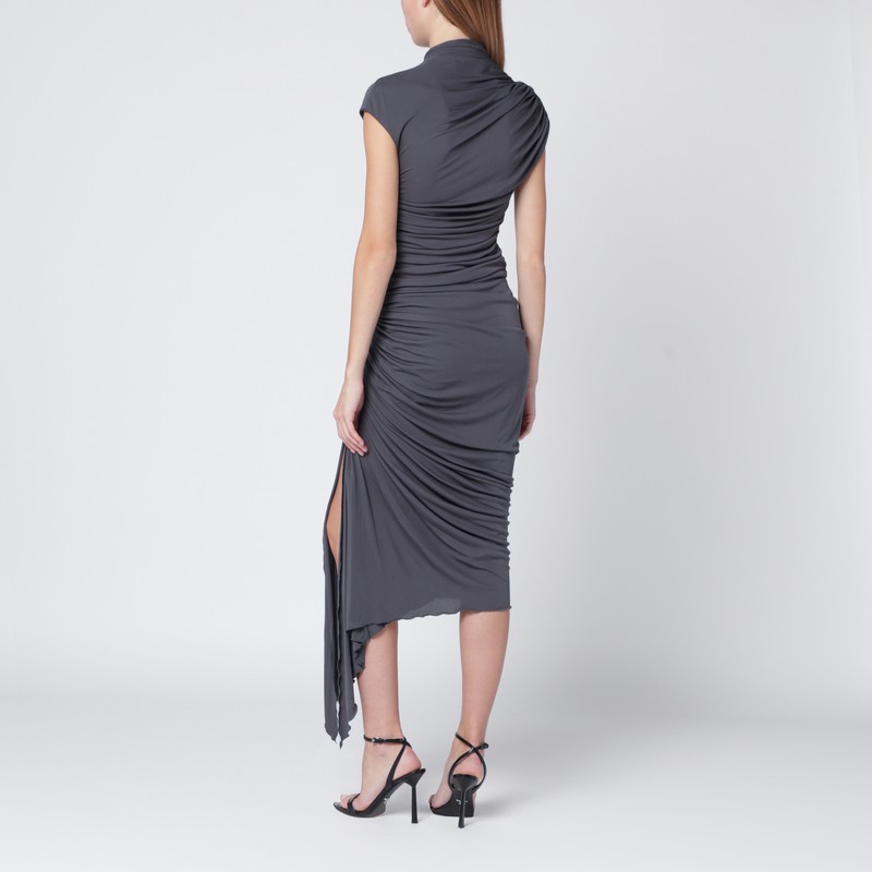 Francesco Murano Grey Draped Stretch Jersey Dress In Gray