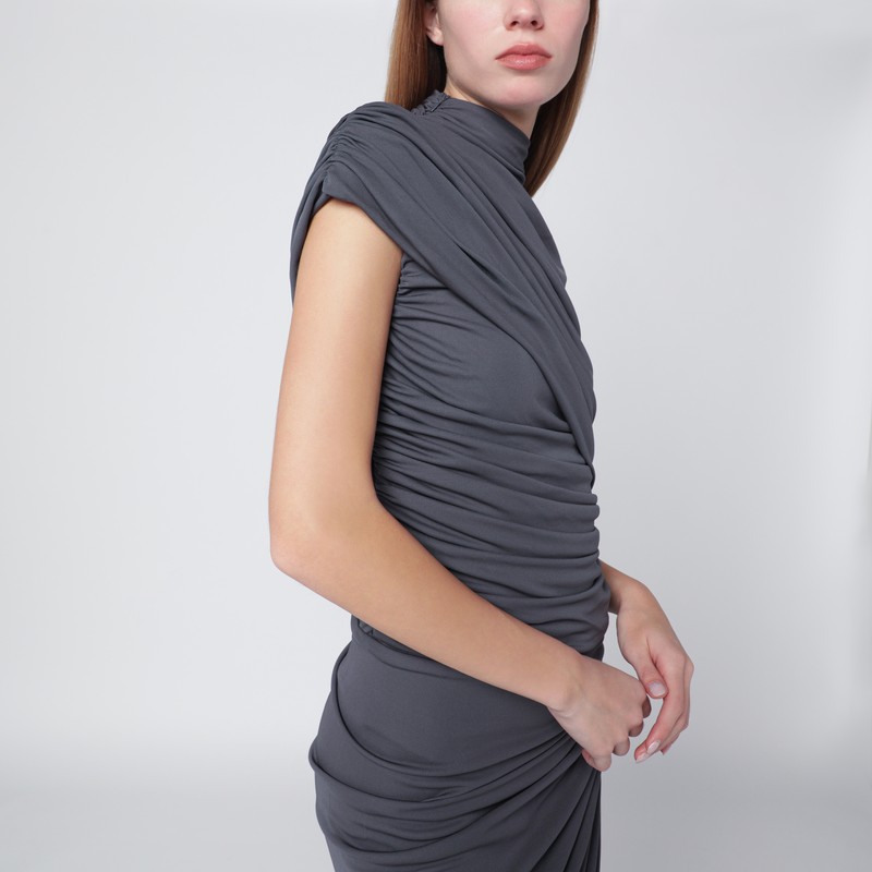 Francesco Murano Grey Draped Stretch Jersey Dress In Gray