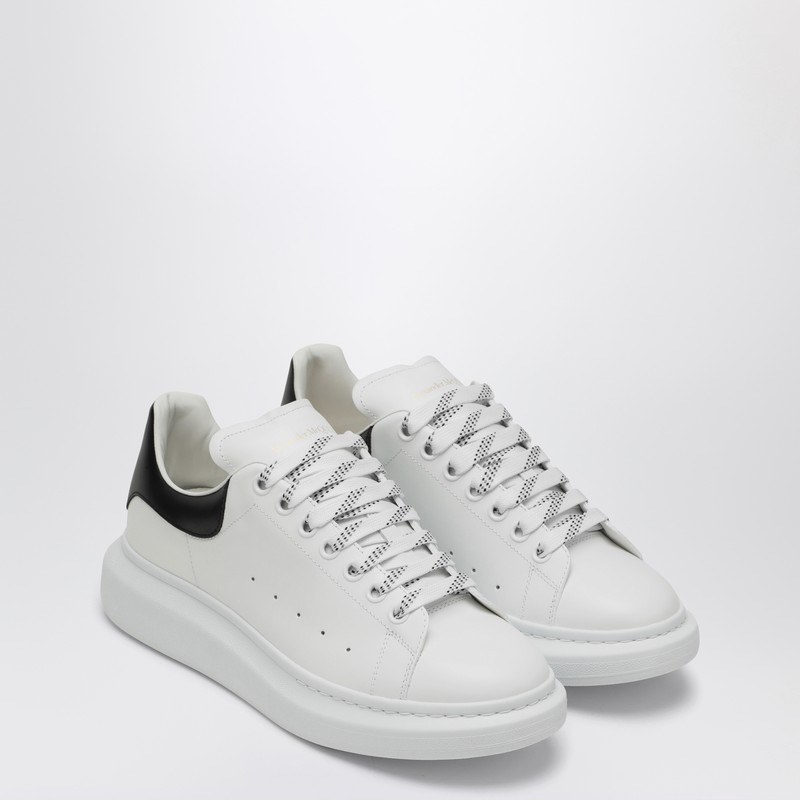 Alexander Mcqueen Leopard Sole Suede Heel Tab Leather Sneakers In White