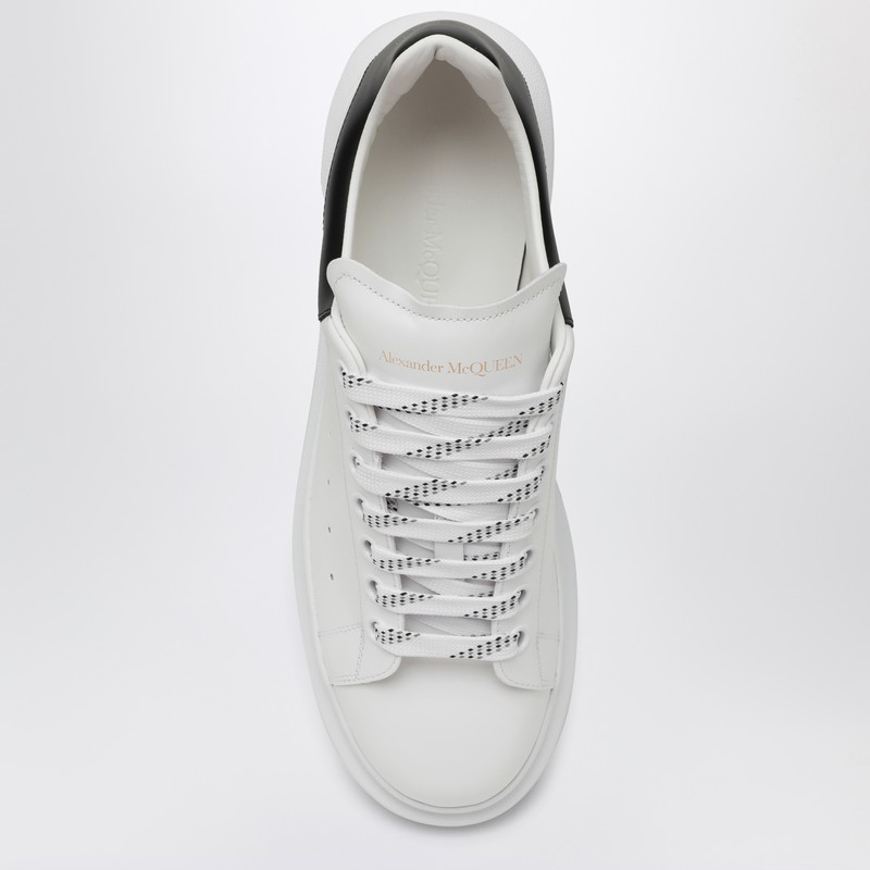 Alexander Mcqueen Leopard Sole Suede Heel Tab Leather Sneakers In White