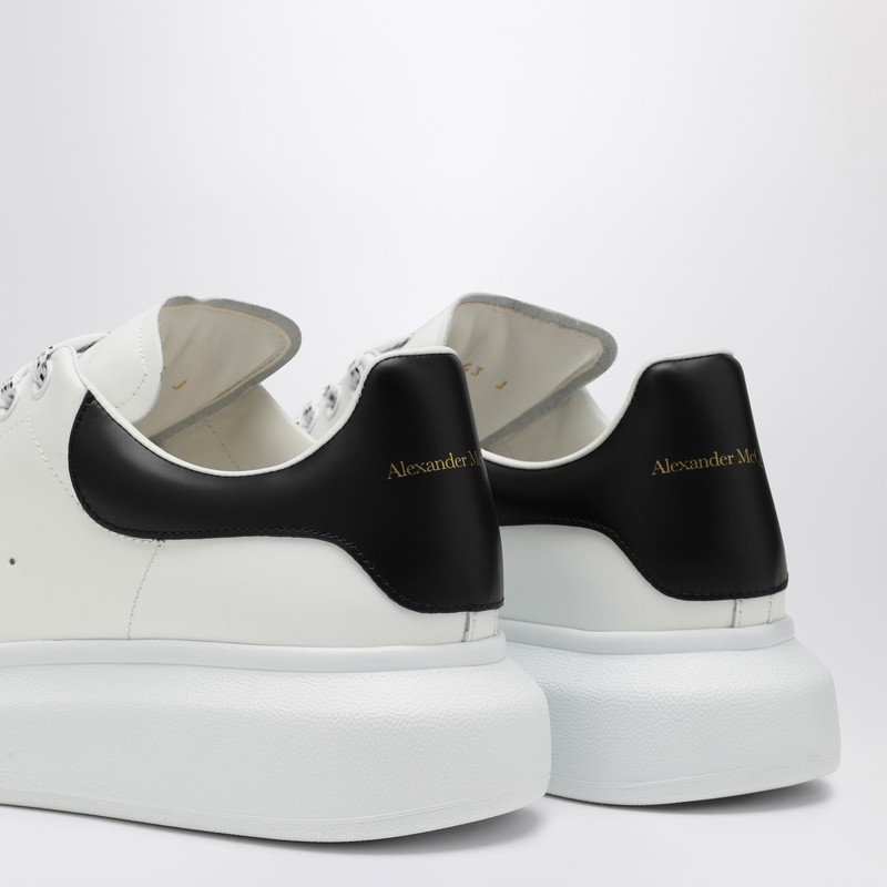 Alexander Mcqueen Leopard Sole Suede Heel Tab Leather Sneakers In White
