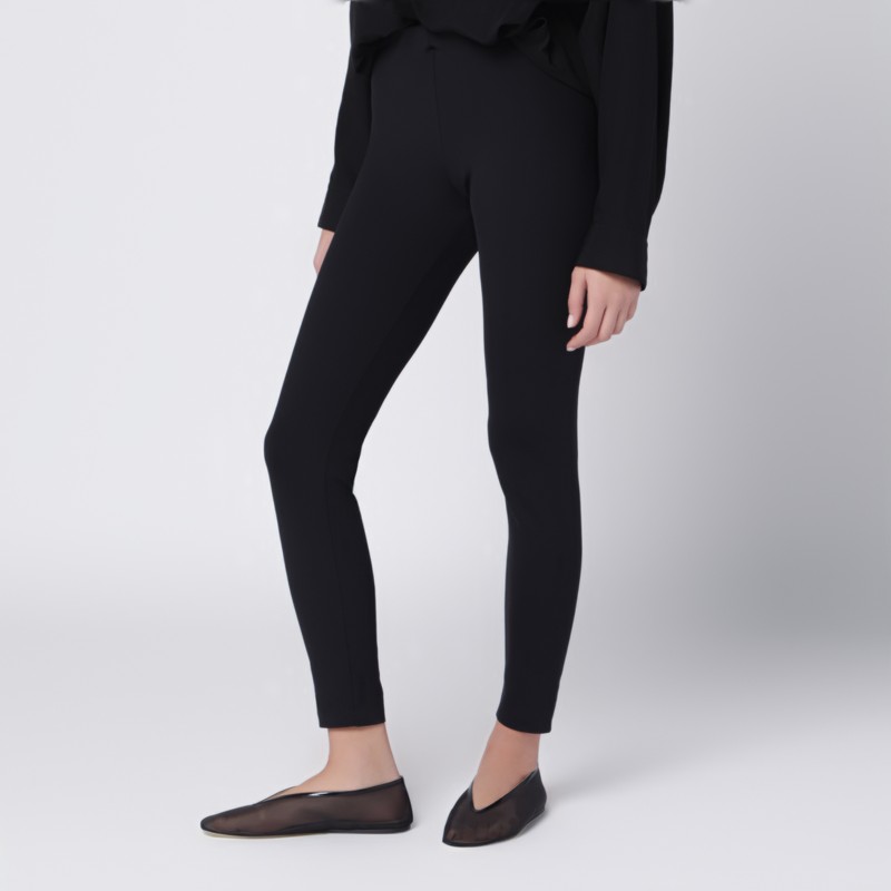 The Row Black Slim-fit Nylon-blend Trousers In Black