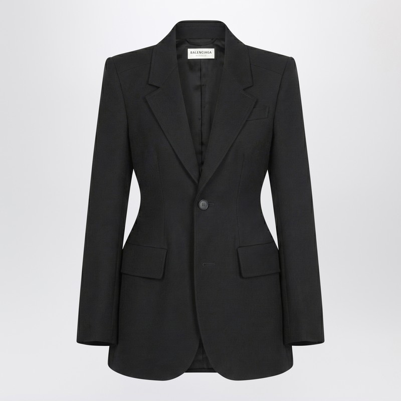 Hourglass jacket in black wool twill