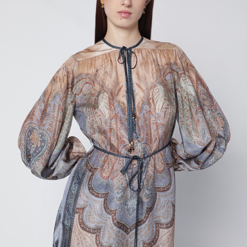 Zimmermann Womens Wanderlust Silk Tunic Top Tapestry Blue Multi In Multi