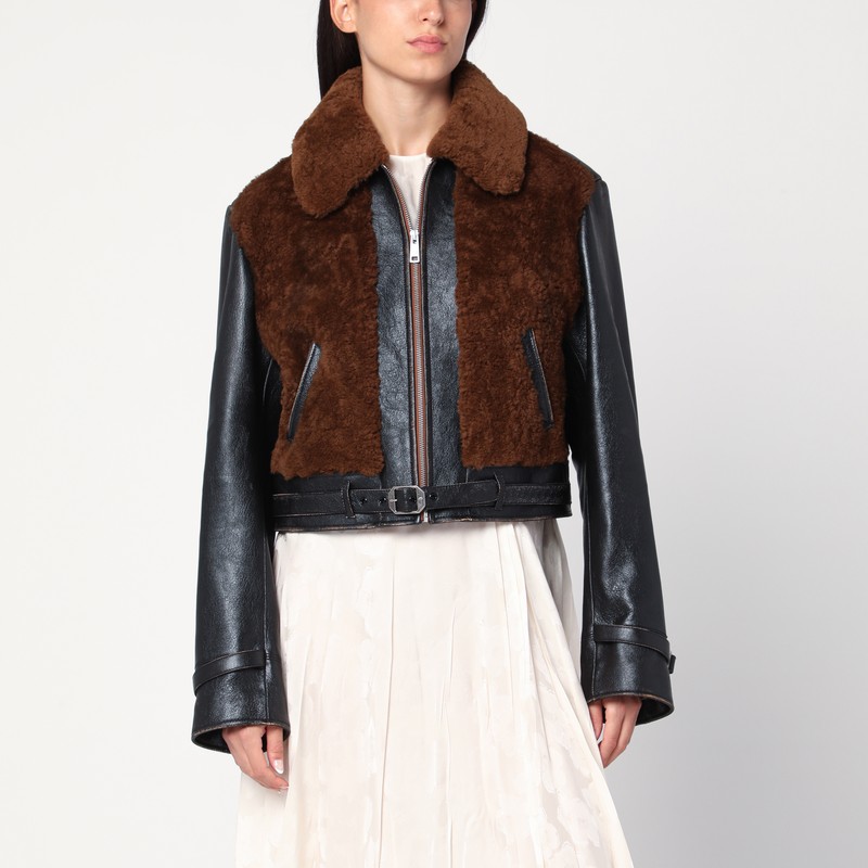 Black leather and sheepskin jacket