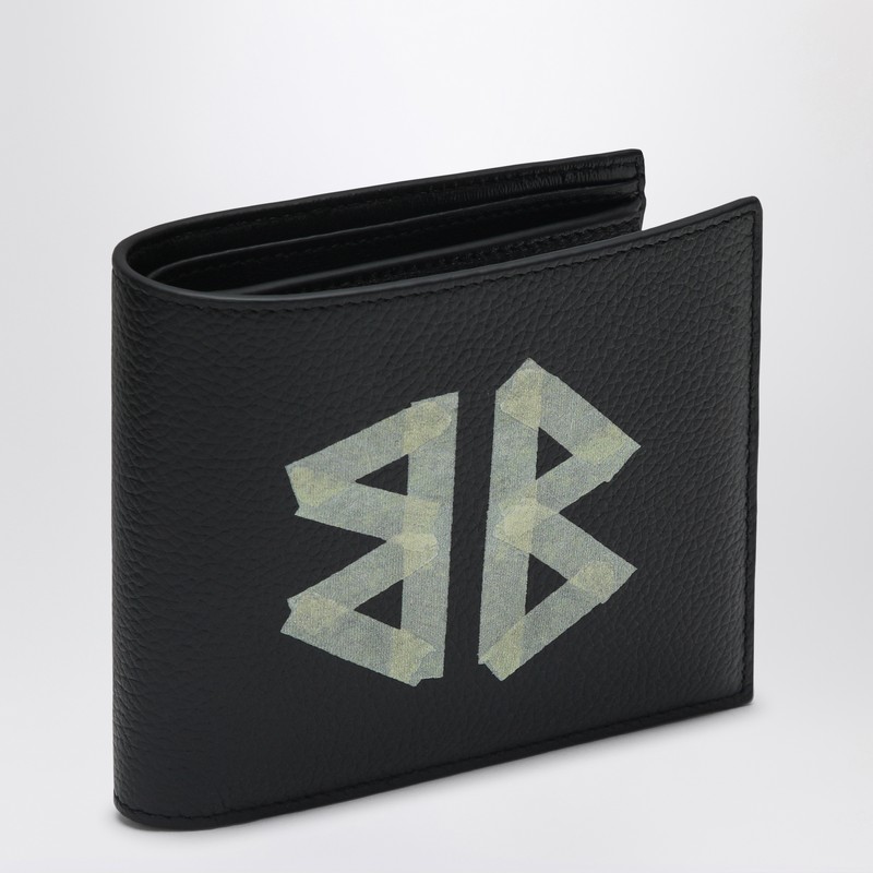 Balenciaga Cash Black Wallet In Grained Leather In Black