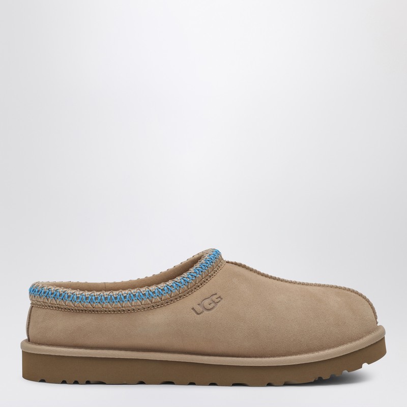 Ugg Tasman Suede Flat Mules In Beige