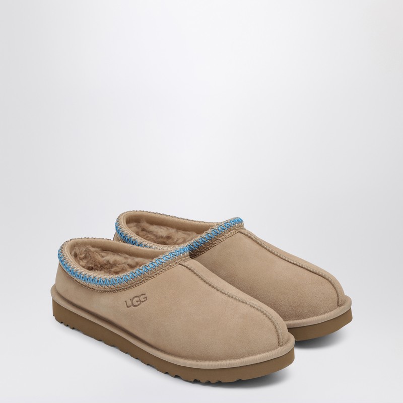 Ugg Tasman Suede Flat Mules In Beige