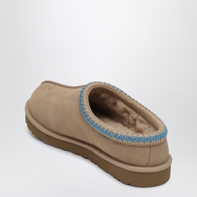 Ugg Tasman Suede Flat Mules In Beige