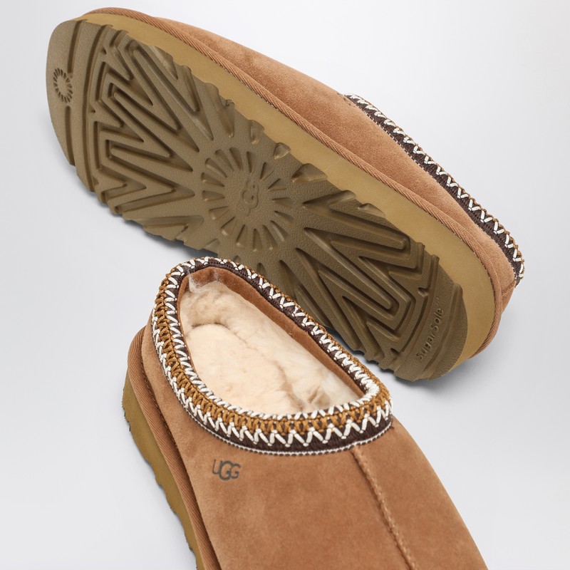 Ugg Tasman Chestnut Eather Slip Ons In Brown
