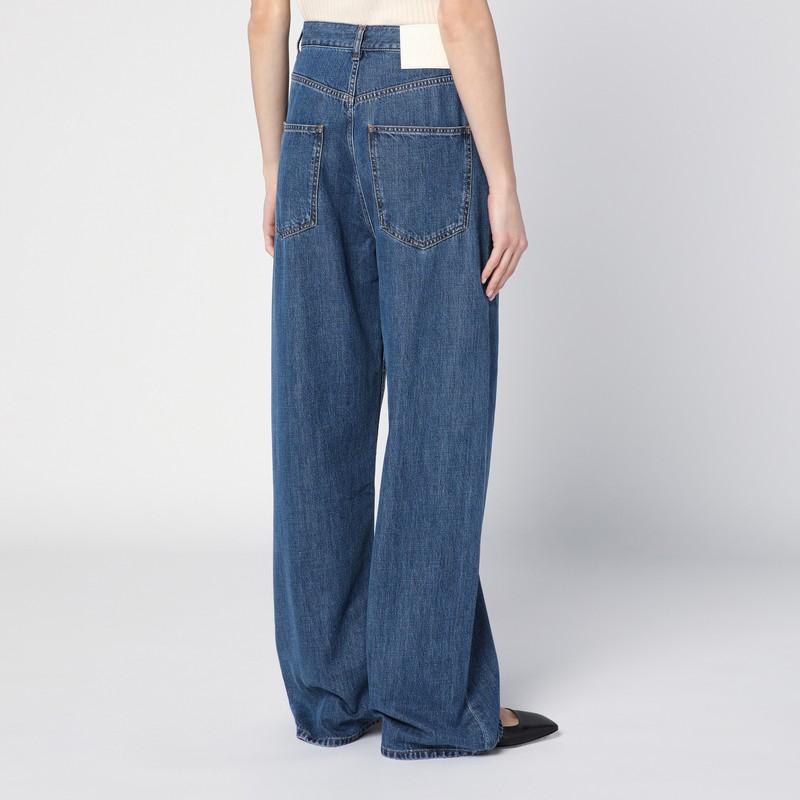 Valentino Wide- Leg Jeans In Medium Blue Denim