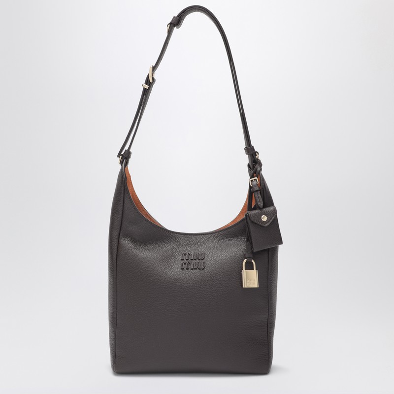 Brown hammered leather shoulder bag