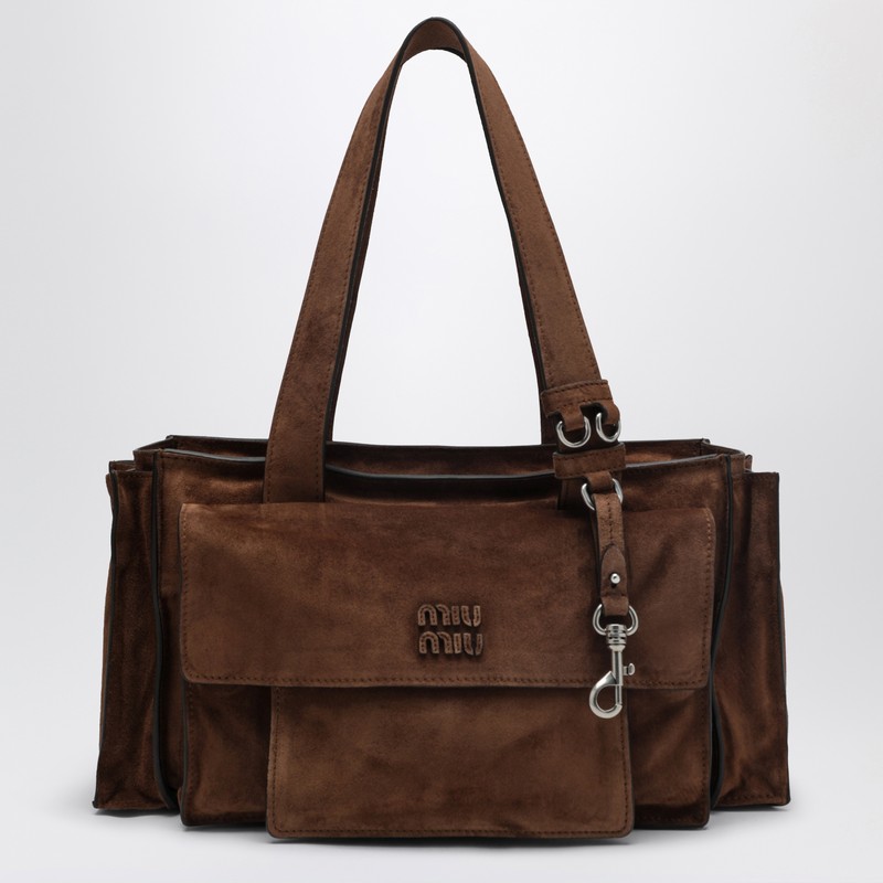 Utilitaire bowling bag in cocoa suede