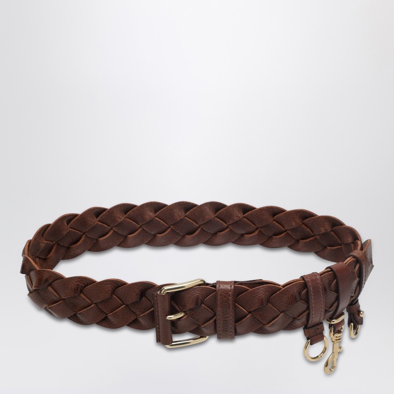 Belt in tobacco-colored leather
