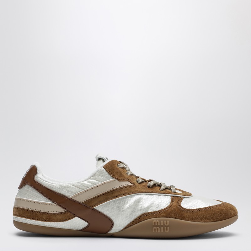 Gymnasium sneakers Talc/Cinnamon in technical fabric and suede