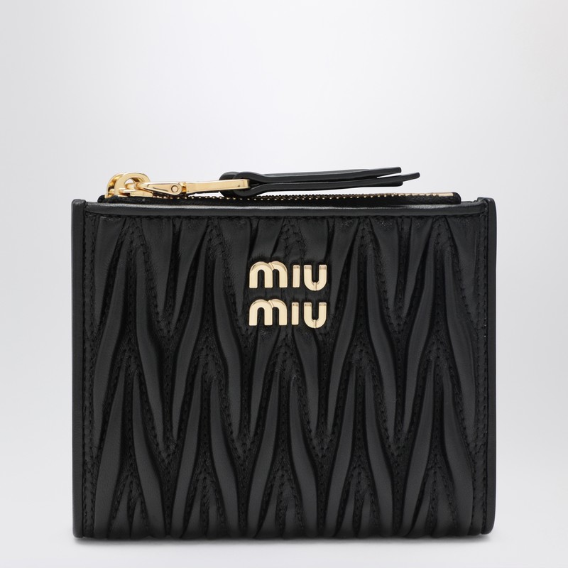 Small black matelassé nappa wallet
