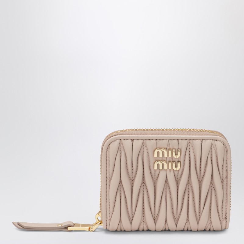 Powder-pink matelassé nappa coin purse
