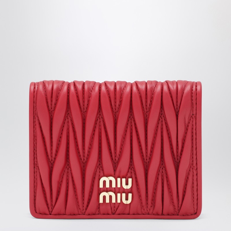Red matelassé nappa wallet