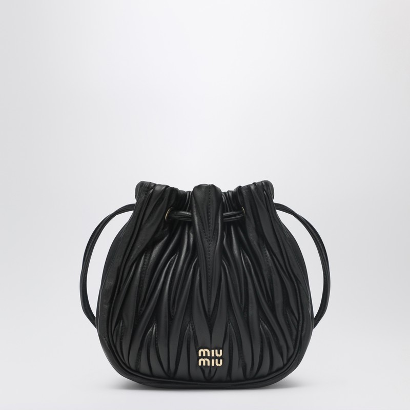 Black pouch in quilted Nappa