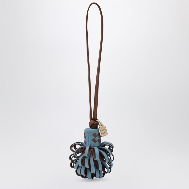 Blue/brown nappa leather charm