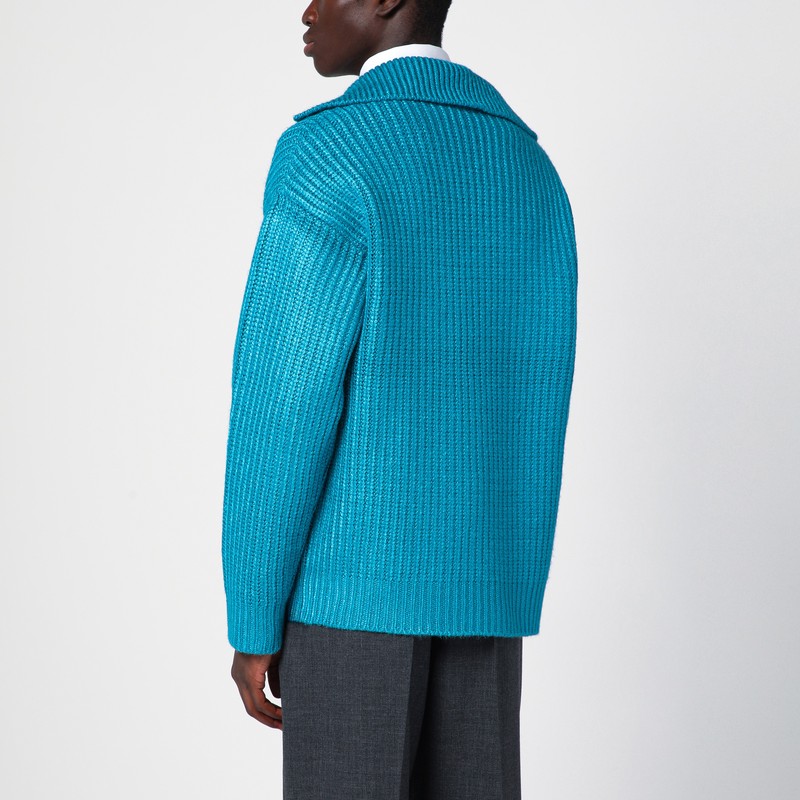 Valentino Garavani Turquoise Silk Blend Sweater In Light Blue