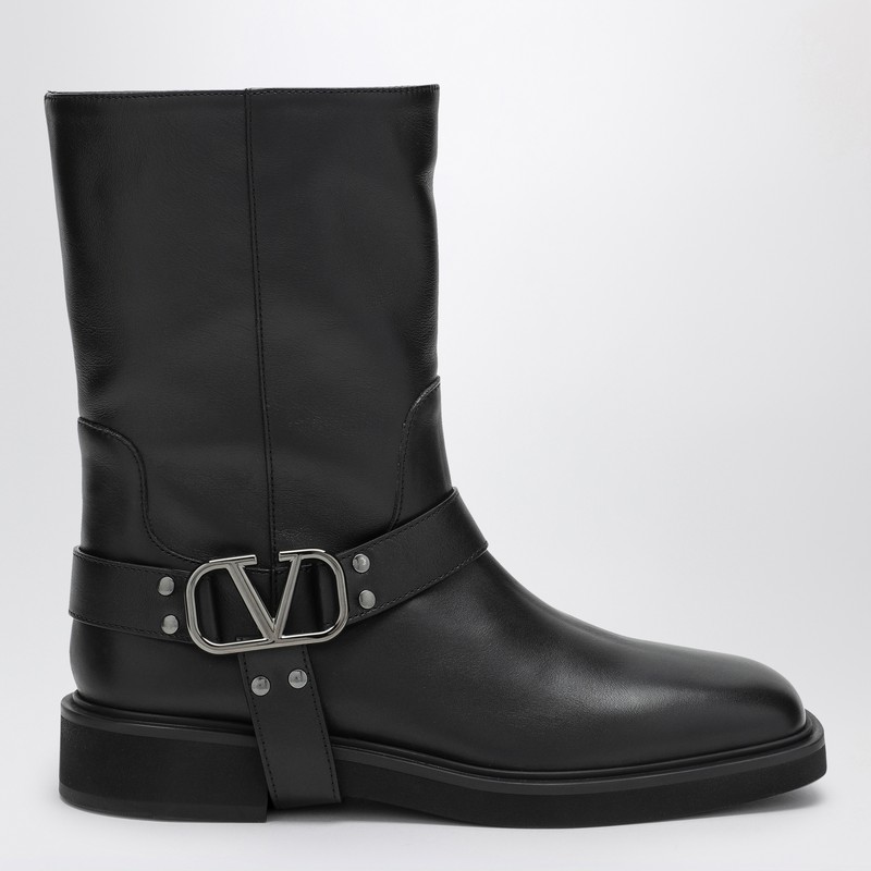 Valentino Garavani Vlogo Signature Black Boot In Black