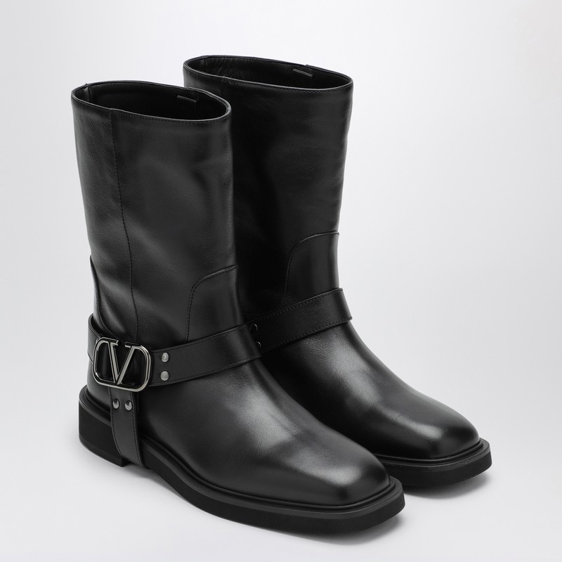 Valentino Garavani Vlogo Signature Black Boot In Black