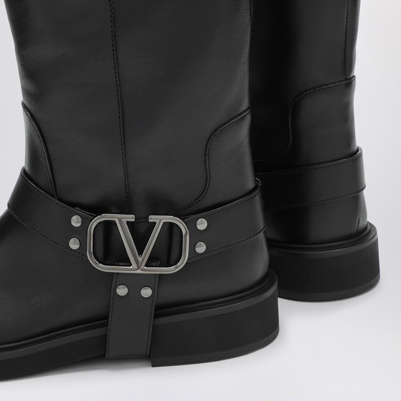 Valentino Garavani Vlogo Signature Black Boot In Black