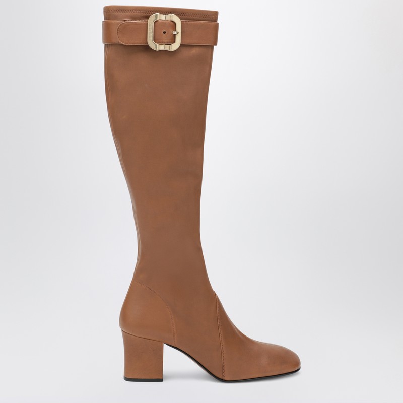 Caramel nappa boots with buckle