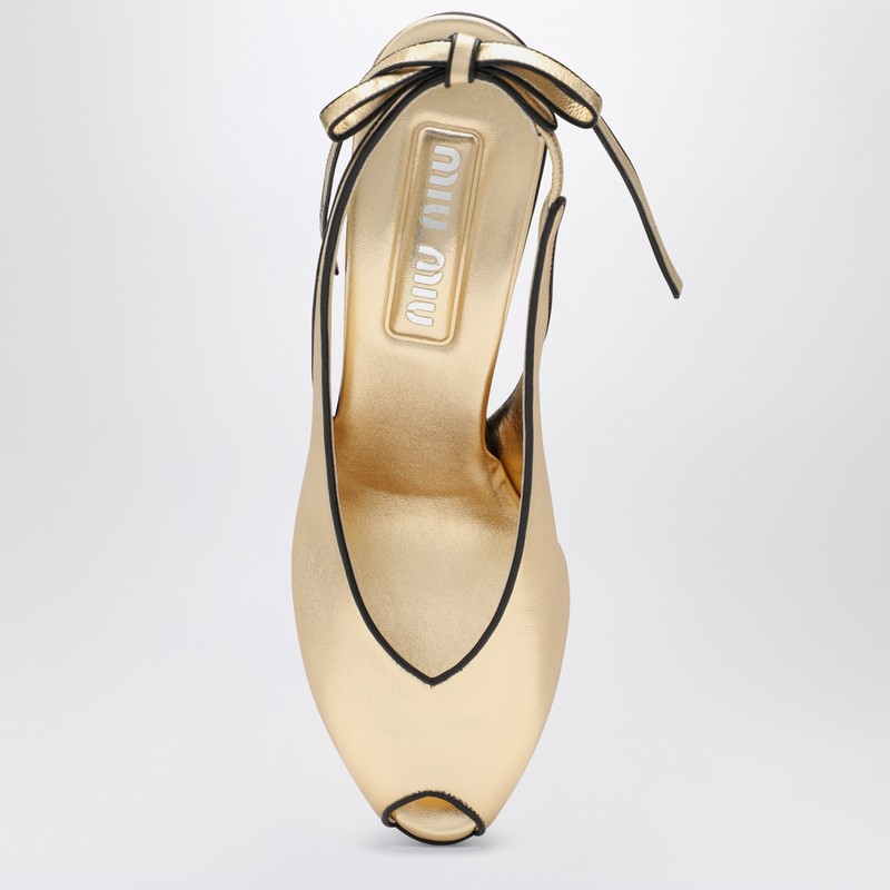 Miu Miu Slingback Pumps In Platinum-coloured Nappa Leather Women In Black