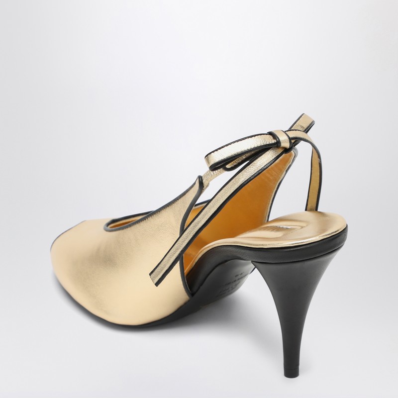 Miu Miu Slingback Pumps In Platinum-coloured Nappa Leather Women In Black