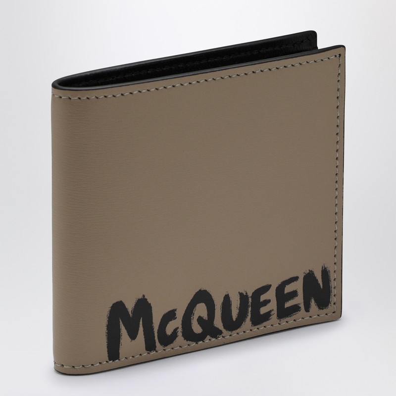 Graffiti beige leather wallet