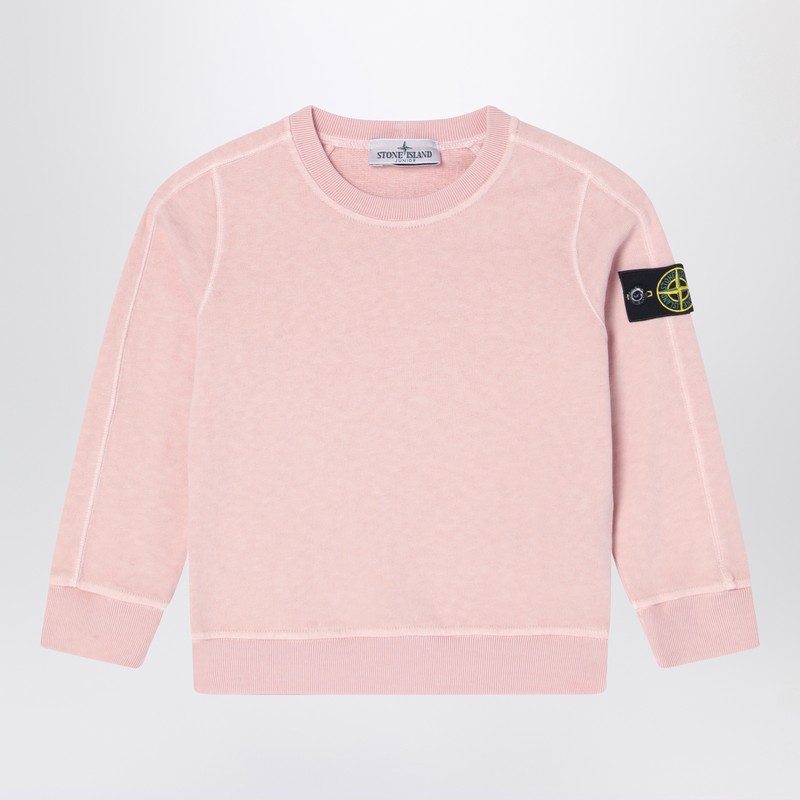 Stone Island Pink Crew Neck Sweatshirt In Cotton In Pink