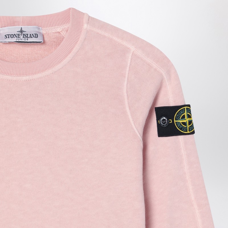 Stone Island Pink Crew Neck Sweatshirt In Cotton In Pink