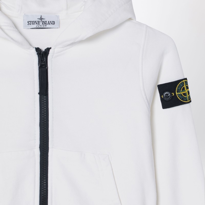 Stone Island White Zip-up Sweatshirt In Cotton In White
