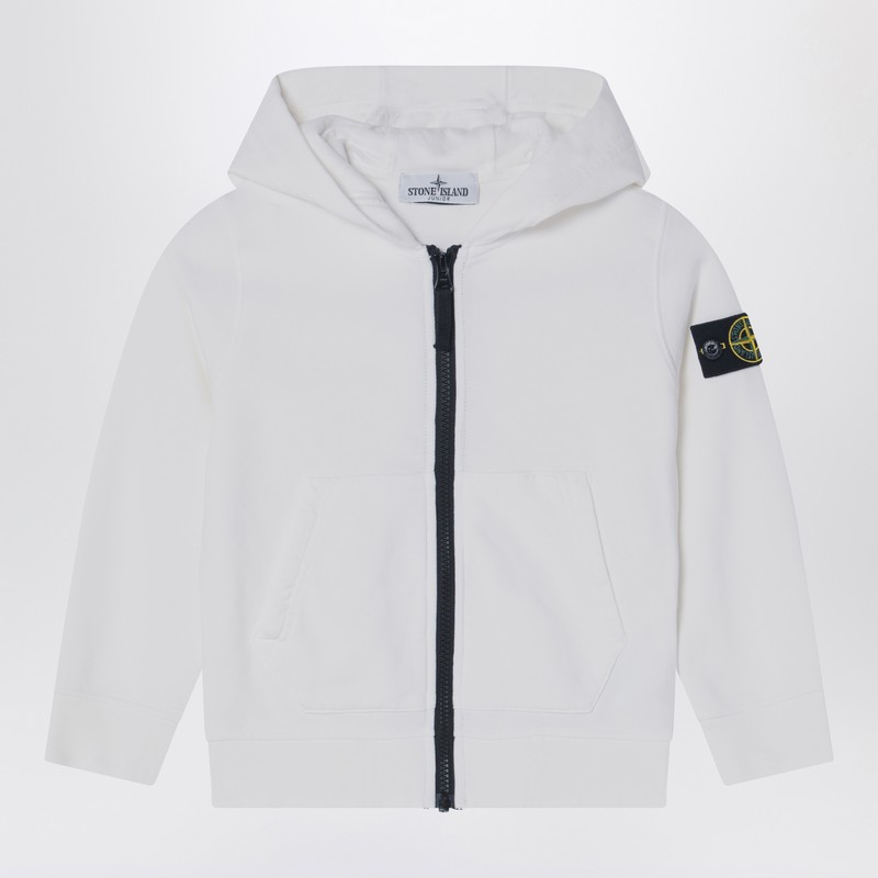 Stone Island White Zip-up Sweatshirt In Cotton In White