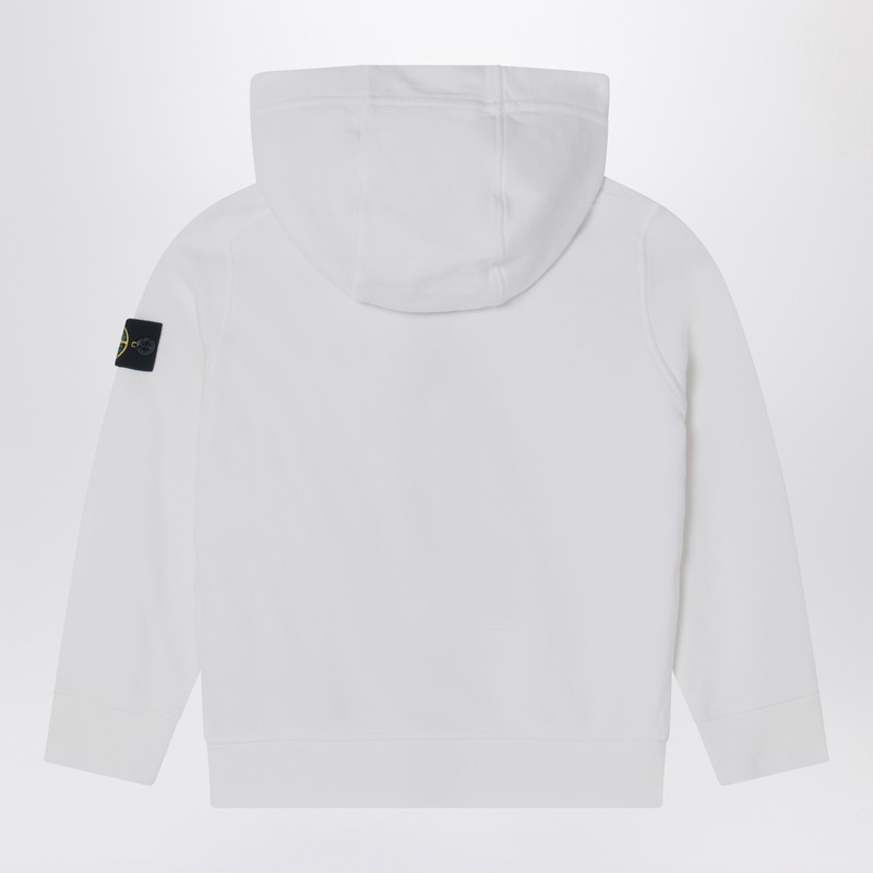 Stone Island White Zip-up Sweatshirt In Cotton In White