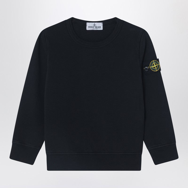 Stone Island Black Crew Neck Sweatshirt In Cotton In Black