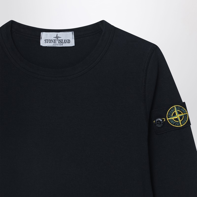 Stone Island Black Crew Neck Sweatshirt In Cotton In Black