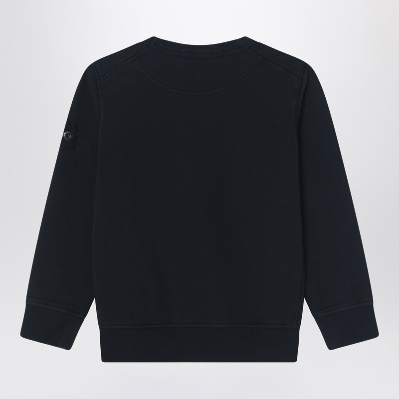 Stone Island Black Crew Neck Sweatshirt In Cotton In Black