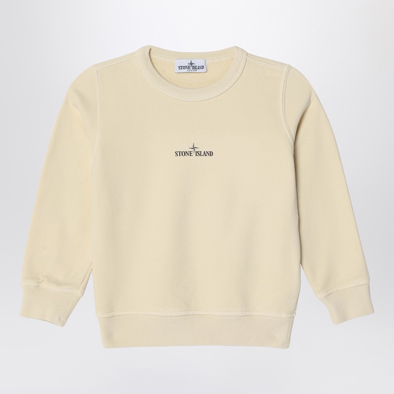 Ivory cotton crewneck sweatshirt with logo
