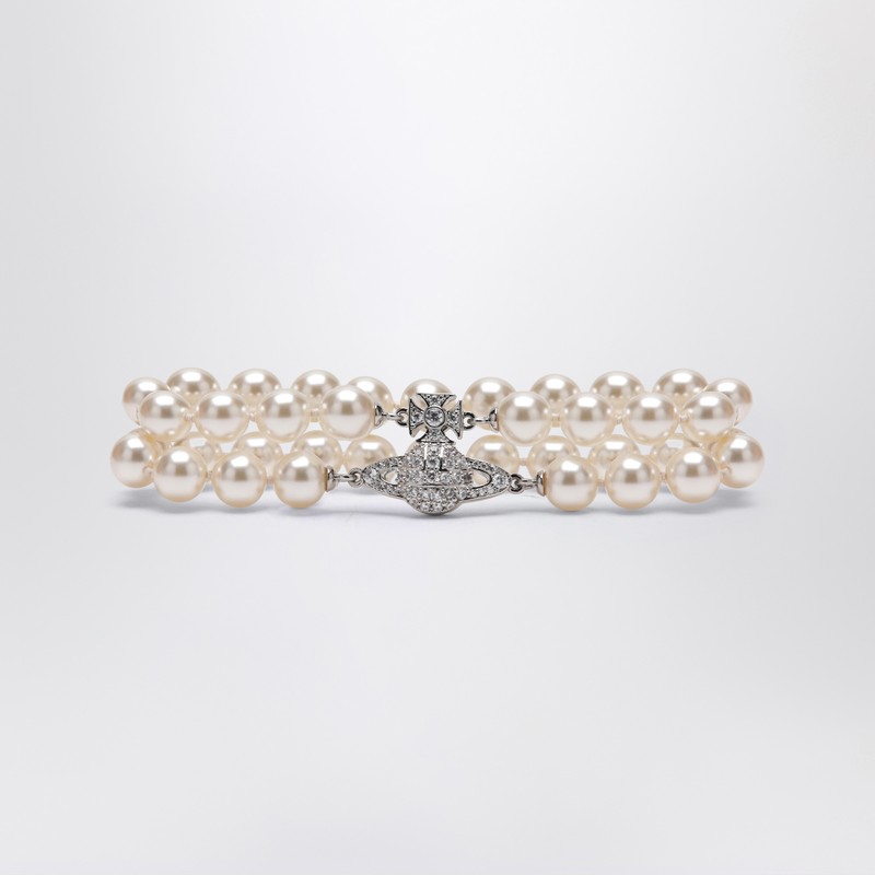 Double bracelet with pearls and Orb logo