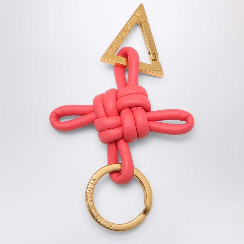 Bottega Veneta Triangle Square Double Knot Key Ring In Red