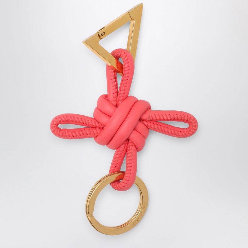 Bottega Veneta Triangle Square Double Knot Key Ring In Red
