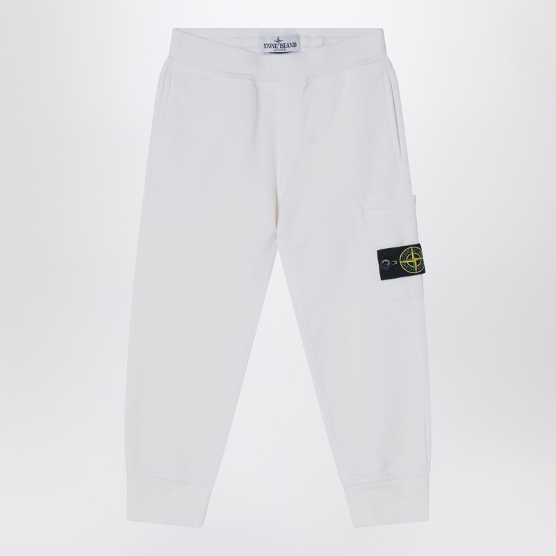 Stone Island White Cotton Jogging Pants In White