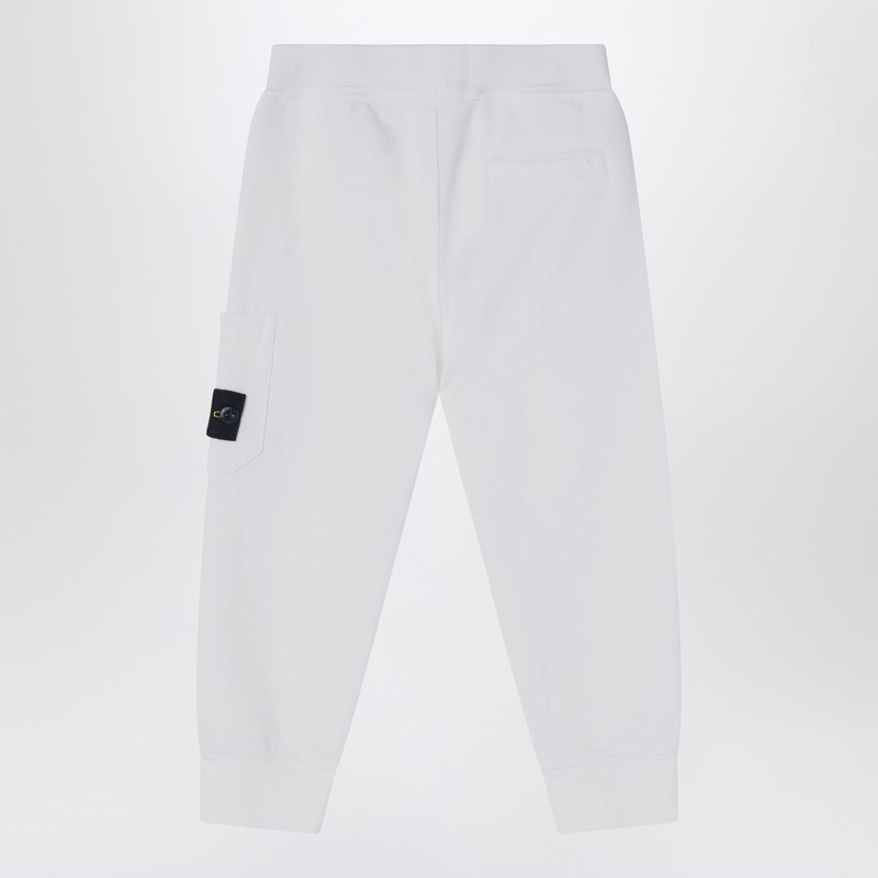Stone Island White Cotton Jogging Pants In White