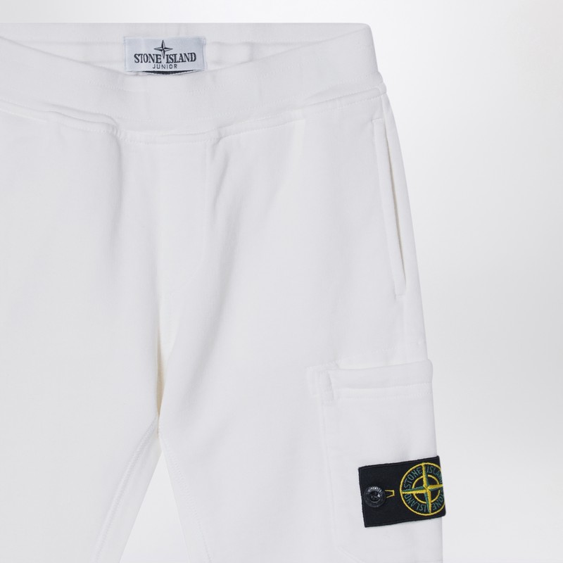 Stone Island White Cotton Jogging Pants In White